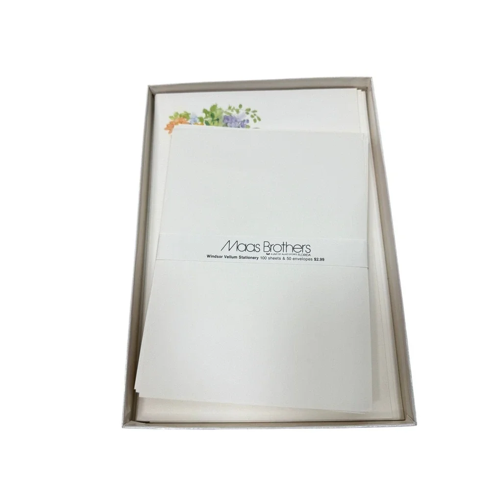Vtg 1984 Floral Stationery Yellow Blue Flowers Watercolor cottagecore romantic